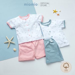 Bộ Quần Áo Mùa Hè Sơ Sinh Cộc Tay, Nút Giữa MIOMIO -Hoạ Tiết Cho Bé Trai, Bé Gái (Từ 0-24 tháng),Vải Cotton