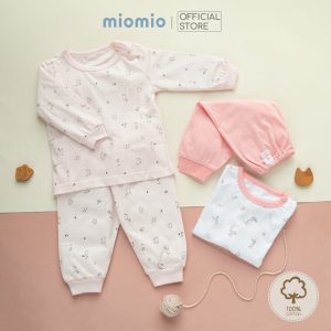 Combo 2 Bộ Quần Áo Dài Tay Nút Vai Sơ Sinh MIOMIO Cho Bé Trai, Bé Gái (Từ 3 - 24 Tháng), Vải Cotton