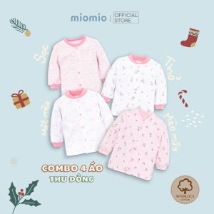 Combo 4 Áo Tay Dài, Nút GiữaThu Đông MIOMIO Cho Bé Trai, Bé Gái (Từ 0-24 Tháng), Vải Cotton